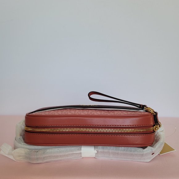 MICHAEL KORS Signature Logo Jet Set Charm Large East West Crossbody-Cinnamon⭐ - Picture 10 of 16